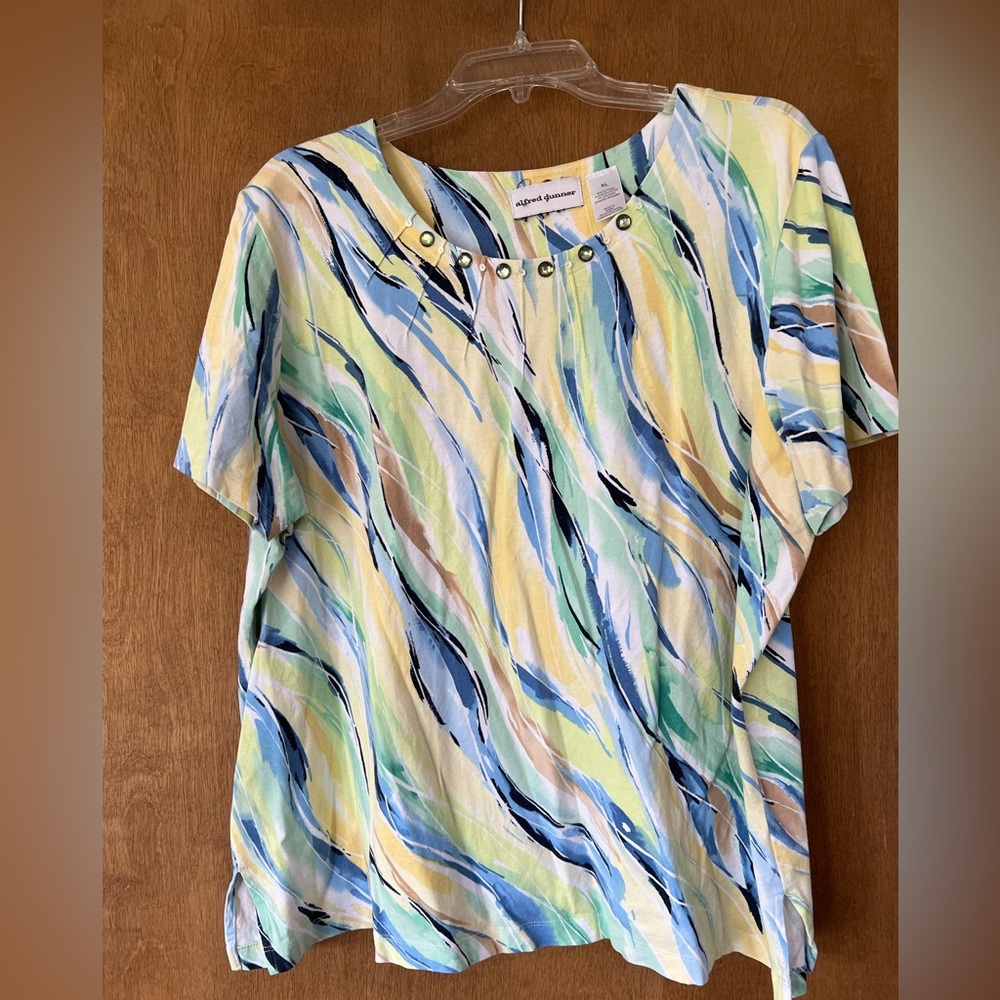 Alfred Dunner Women 1X Blouse Shirt Decorated Neckline EXCELLENT
